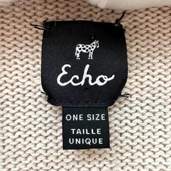 TOMMY BAHAMA | Stripe Fringed Wrap Shawl Tan Black Boho Cotton Cape | One Size - Picture 5 of 8